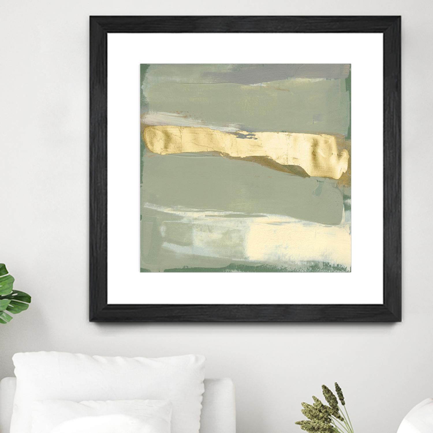 Sage & Gold Swipe III by Jennifer Goldberger on GIANT ART - gold abstract abstract