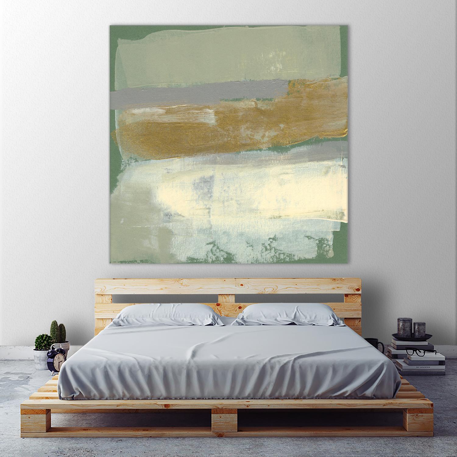 Sage & Gold Swipe IV by Jennifer Goldberger on GIANT ART - gold abstract abstract