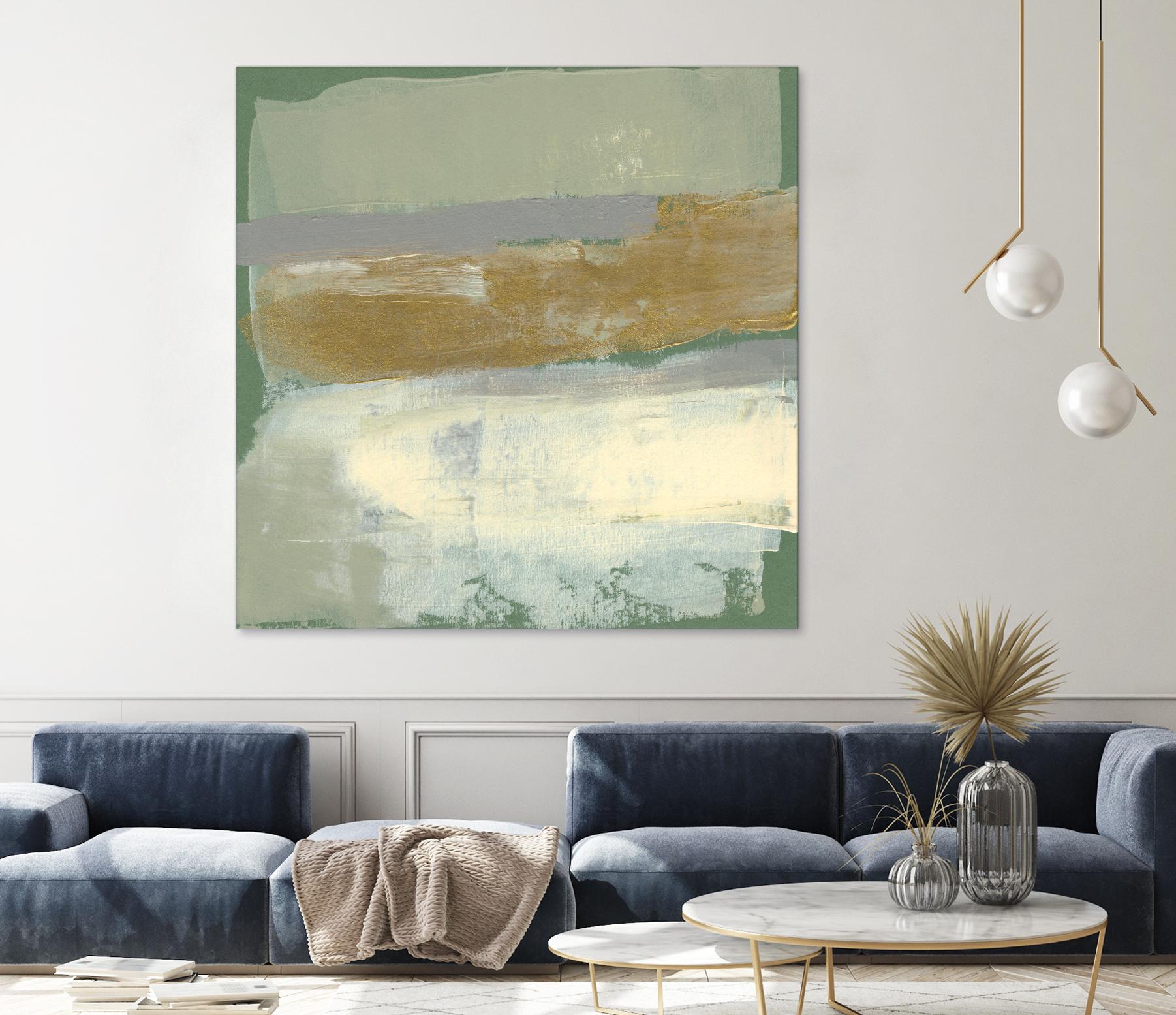 Sage & Gold Swipe IV by Jennifer Goldberger on GIANT ART - gold abstract abstract