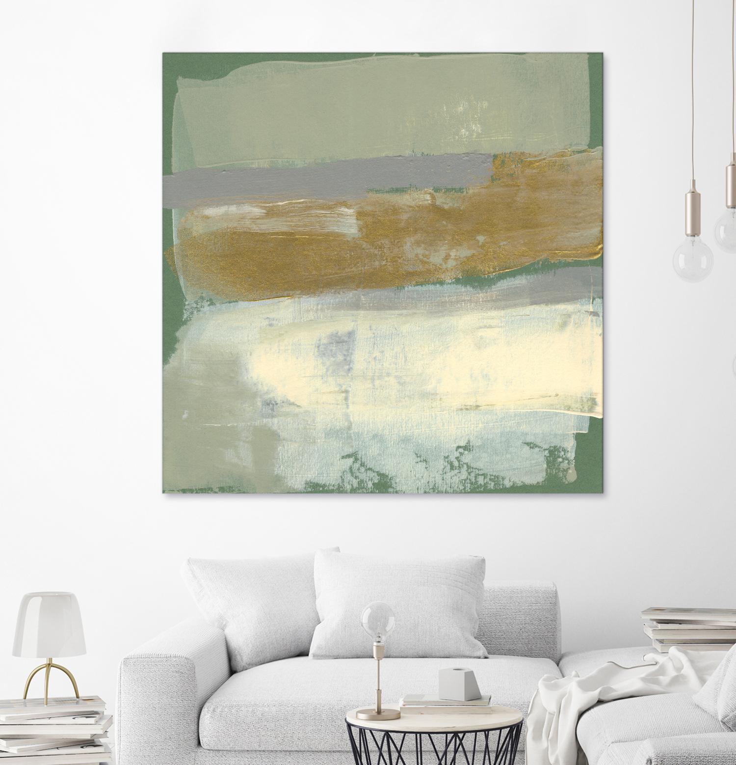 Sage & Gold Swipe IV by Jennifer Goldberger on GIANT ART - gold abstract abstract