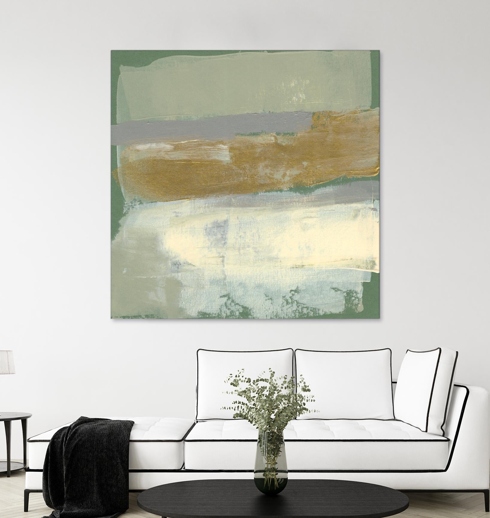 Sage & Gold Swipe IV by Jennifer Goldberger on GIANT ART - gold abstract abstract