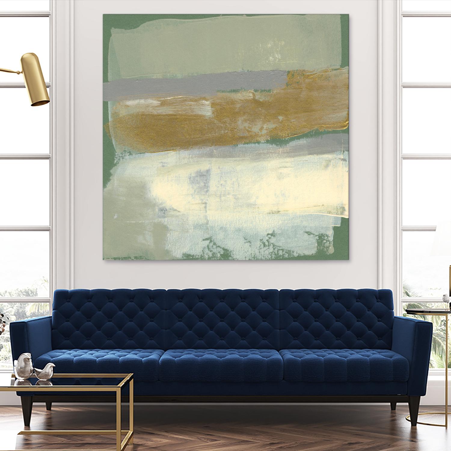 Sage & Gold Swipe IV by Jennifer Goldberger on GIANT ART - gold abstract abstract