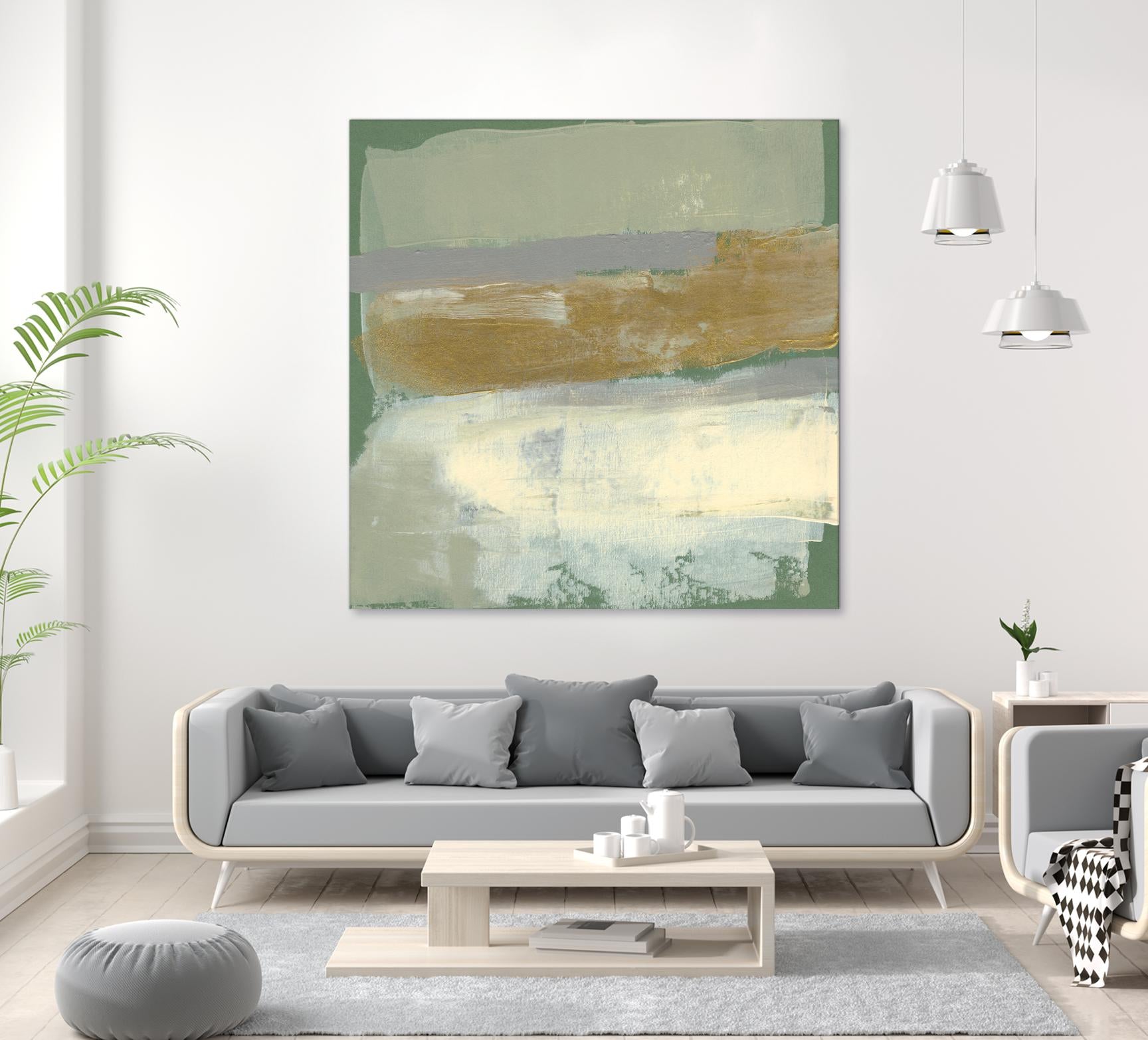 Sage & Gold Swipe IV by Jennifer Goldberger on GIANT ART - gold abstract abstract