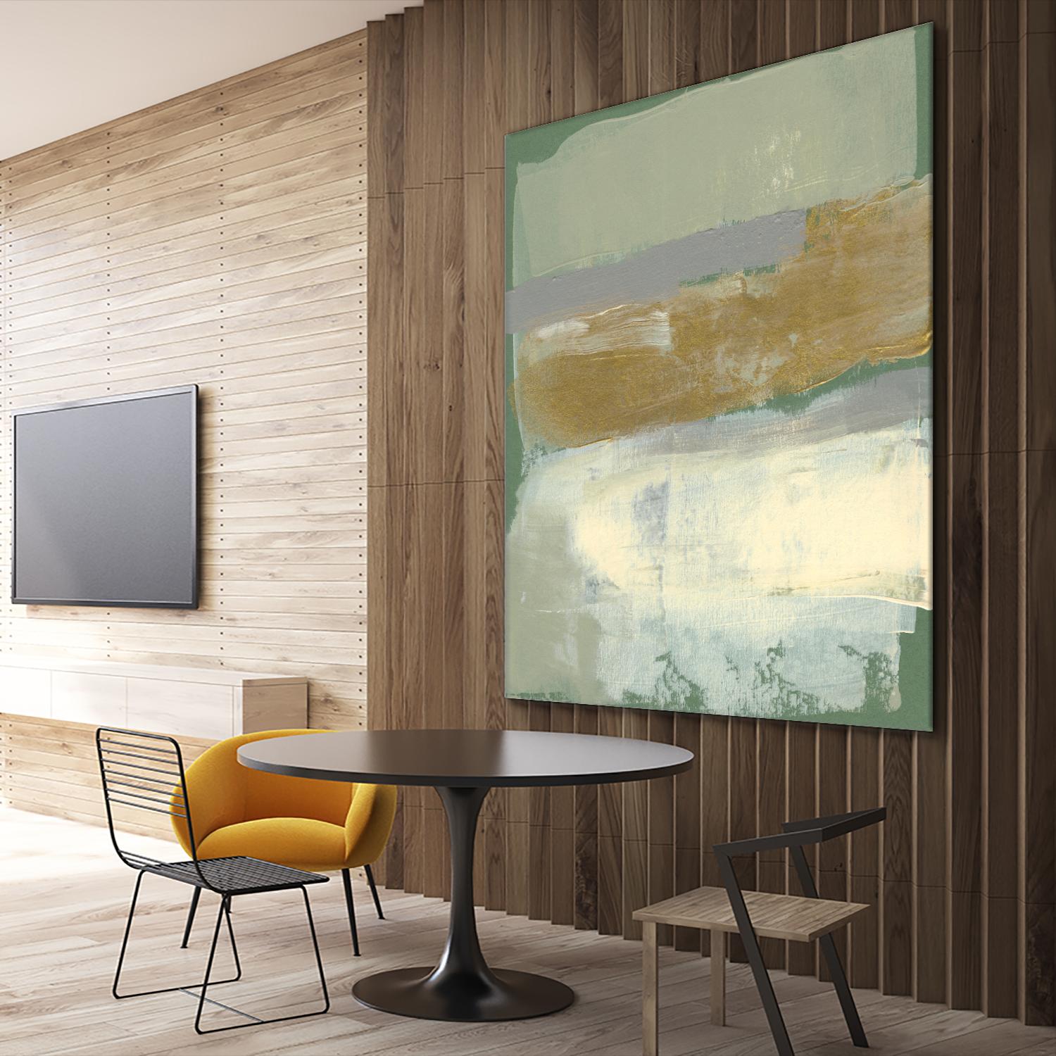 Sage & Gold Swipe IV by Jennifer Goldberger on GIANT ART - gold abstract abstract