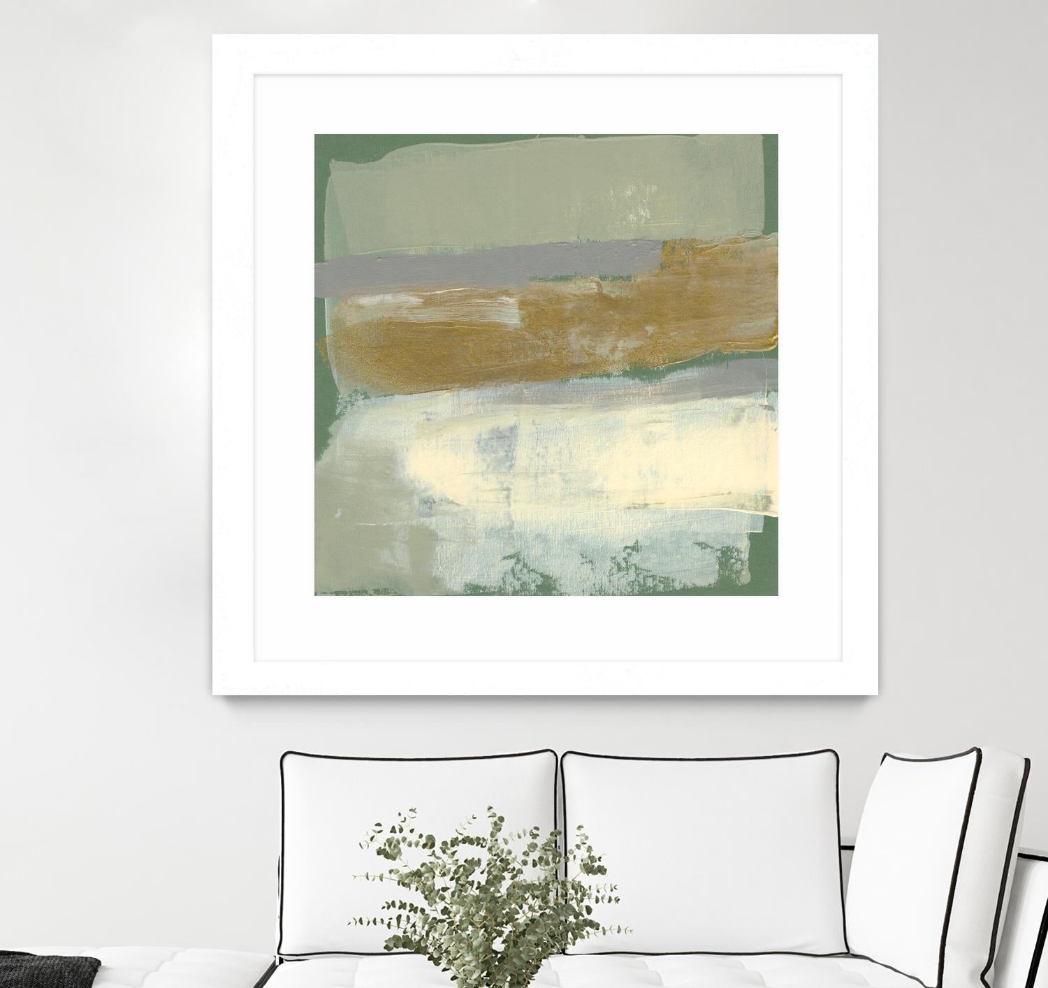 Sage & Gold Swipe IV by Jennifer Goldberger on GIANT ART - gold abstract abstract
