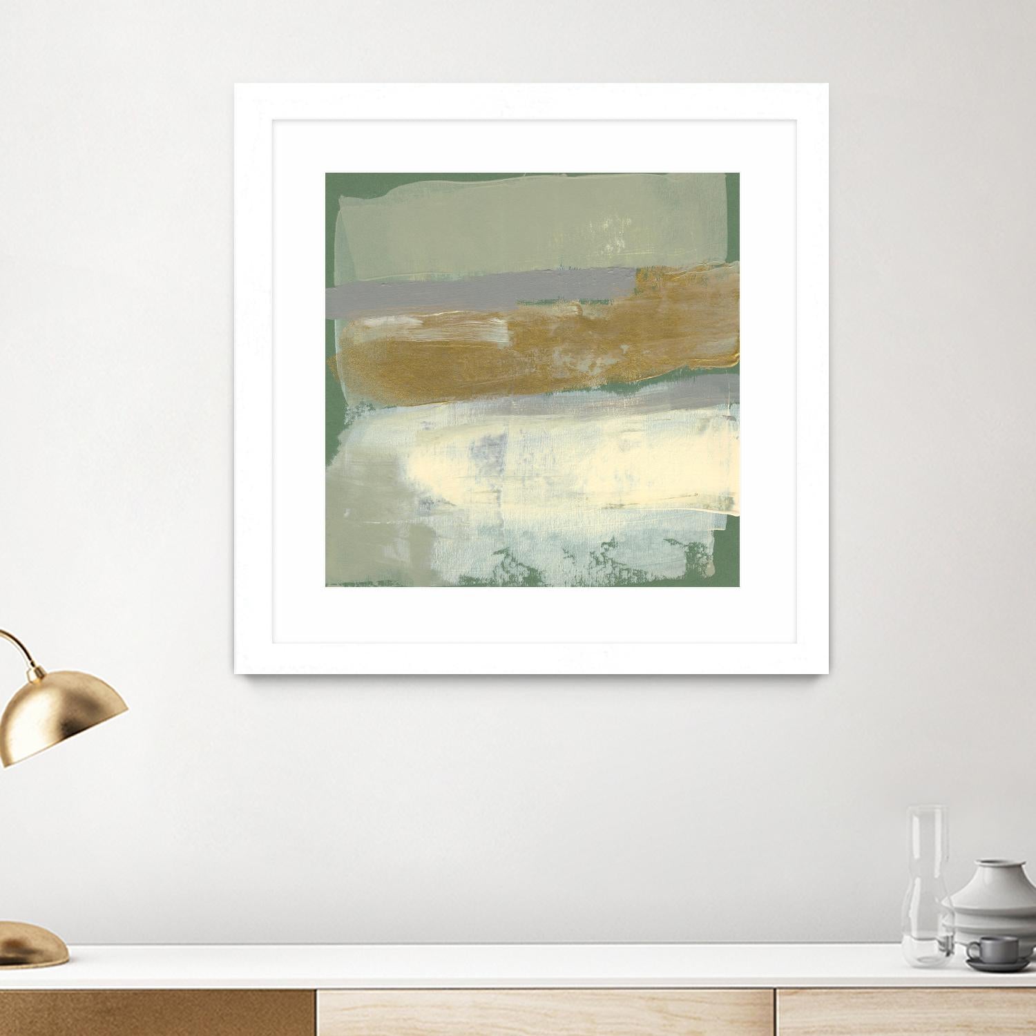 Sage & Gold Swipe IV by Jennifer Goldberger on GIANT ART - gold abstract abstract