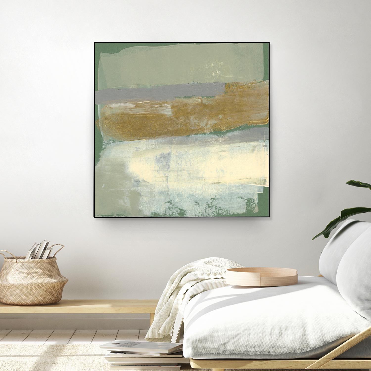 Sage & Gold Swipe IV by Jennifer Goldberger on GIANT ART - gold abstract abstract