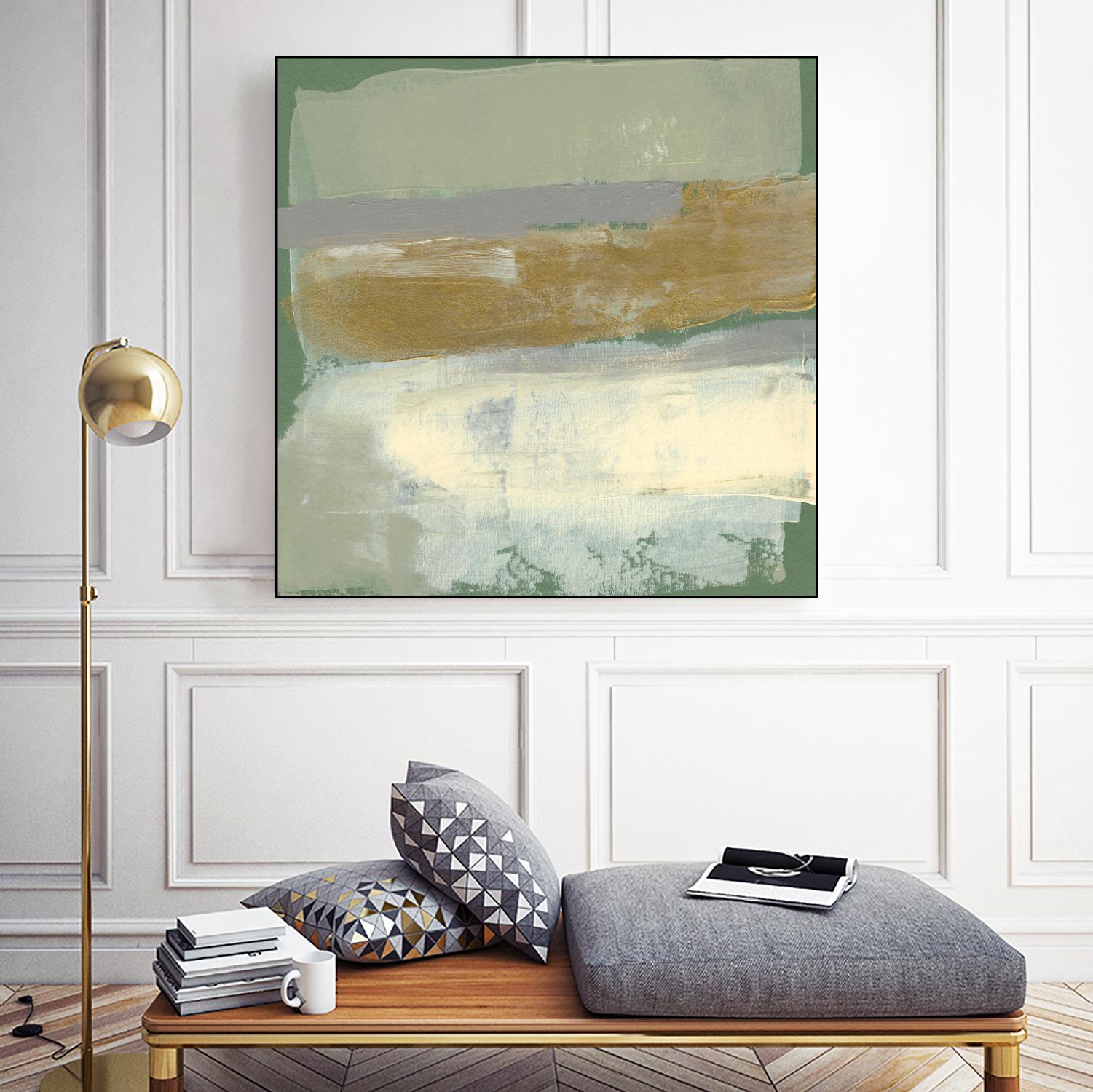 Sage & Gold Swipe IV by Jennifer Goldberger on GIANT ART - gold abstract abstract