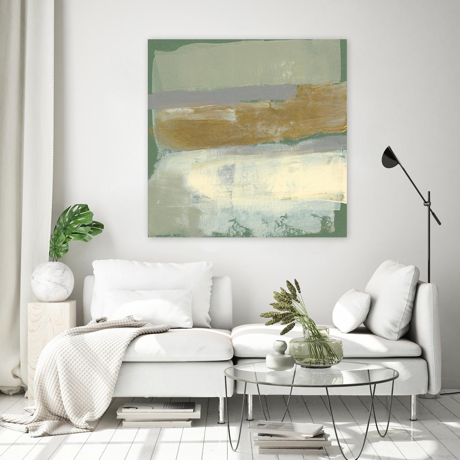 Sage & Gold Swipe IV by Jennifer Goldberger on GIANT ART - gold abstract abstract