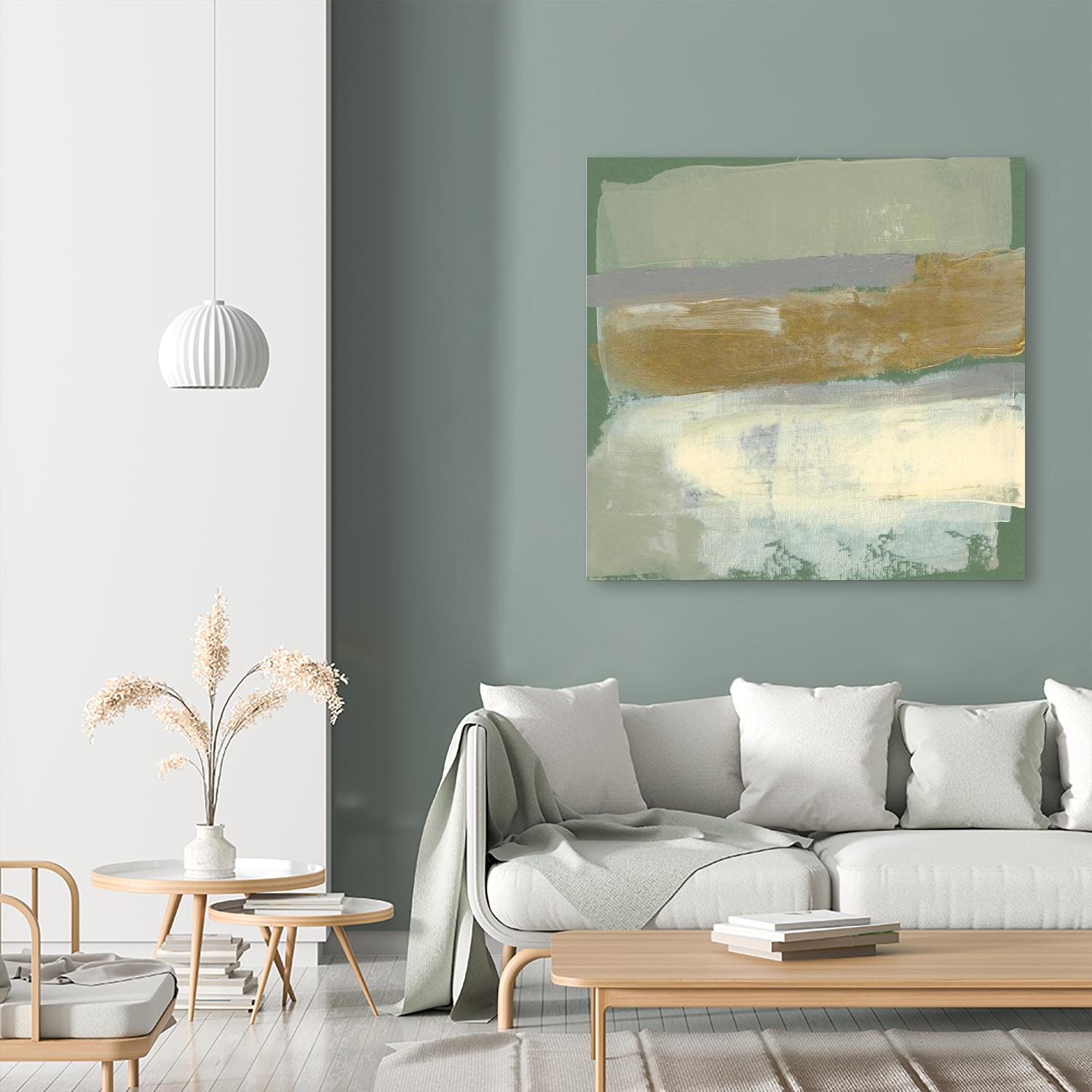 Sage & Gold Swipe IV by Jennifer Goldberger on GIANT ART - gold abstract abstract