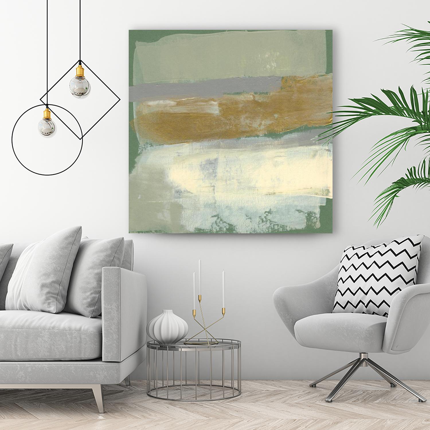 Sage & Gold Swipe IV by Jennifer Goldberger on GIANT ART - gold abstract abstract