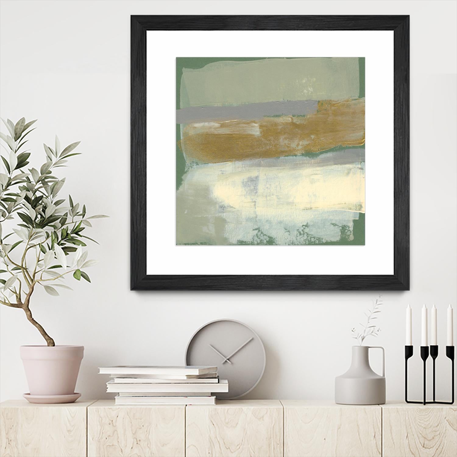 Sage & Gold Swipe IV by Jennifer Goldberger on GIANT ART - gold abstract abstract