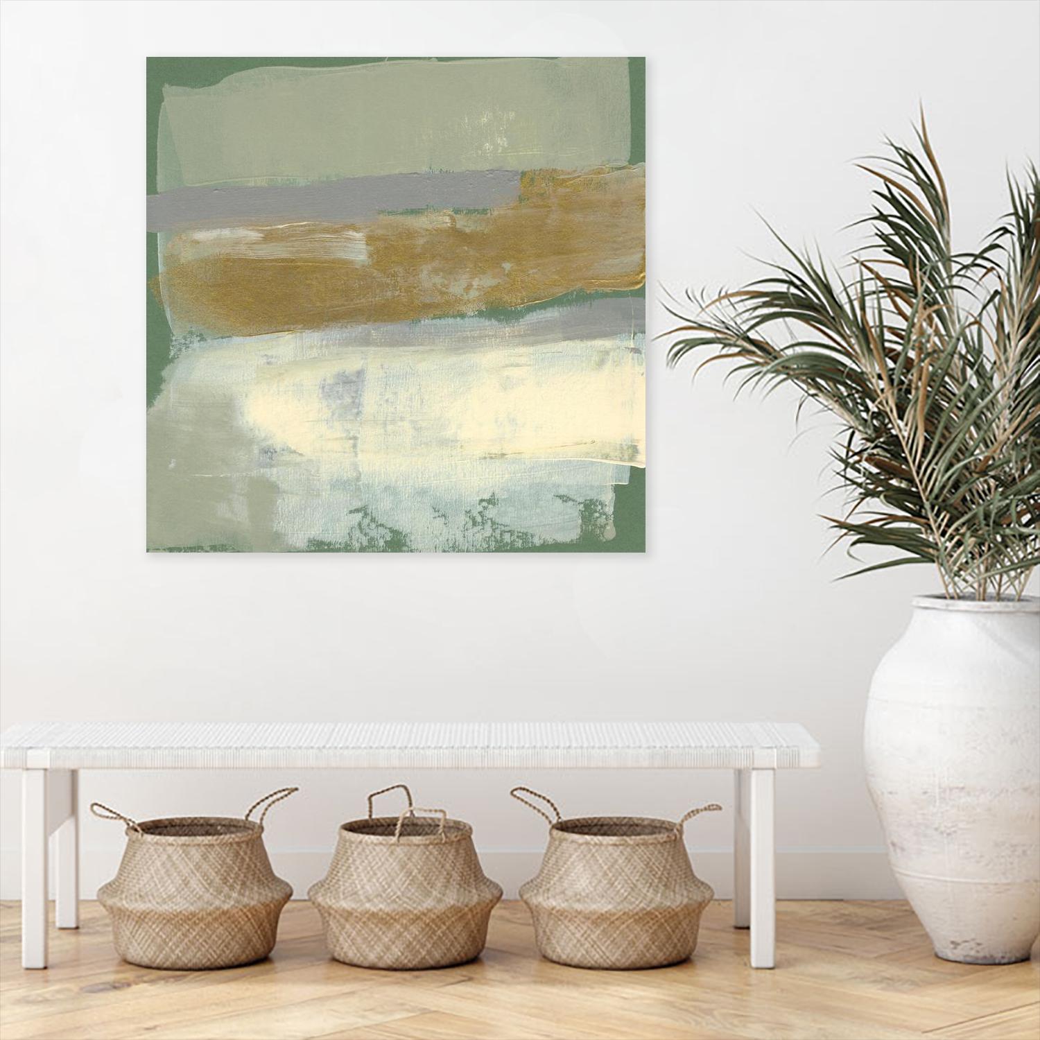 Sage & Gold Swipe IV by Jennifer Goldberger on GIANT ART - gold abstract abstract