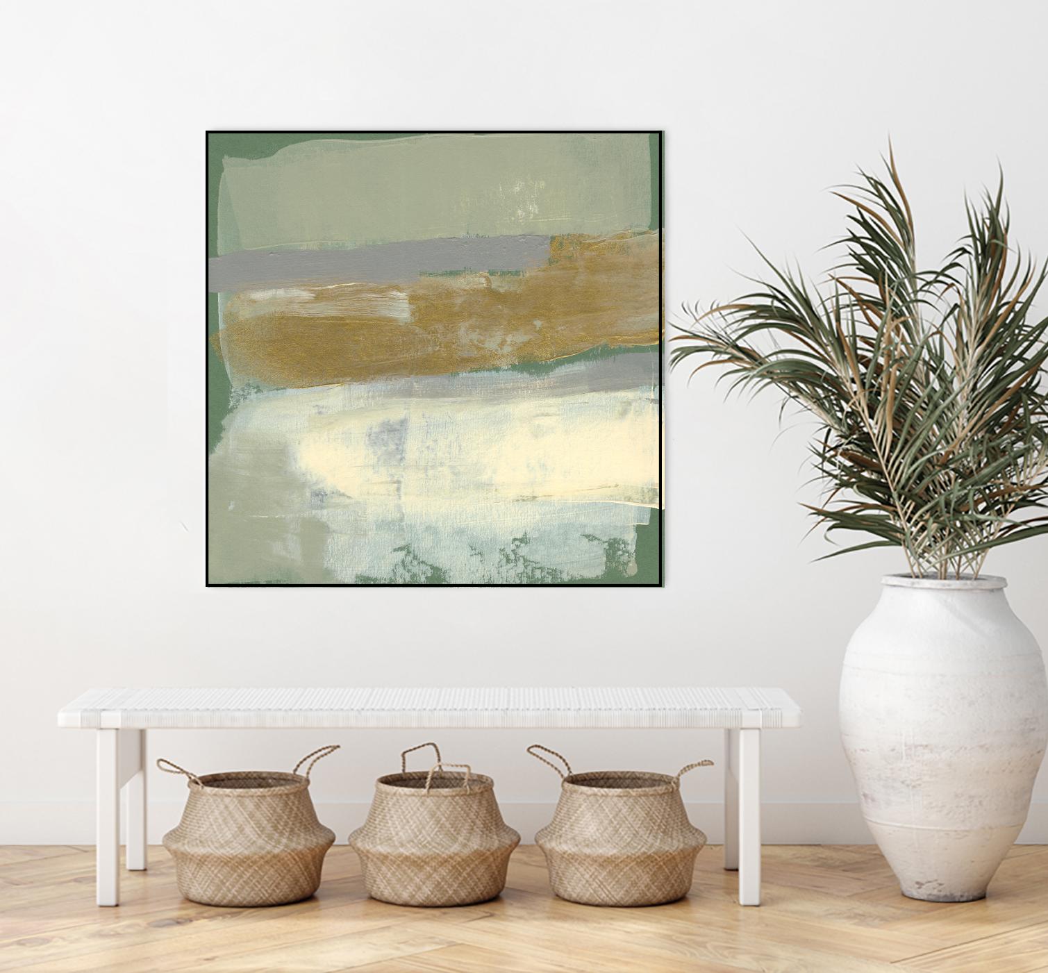 Sage & Gold Swipe IV by Jennifer Goldberger on GIANT ART - gold abstract abstract