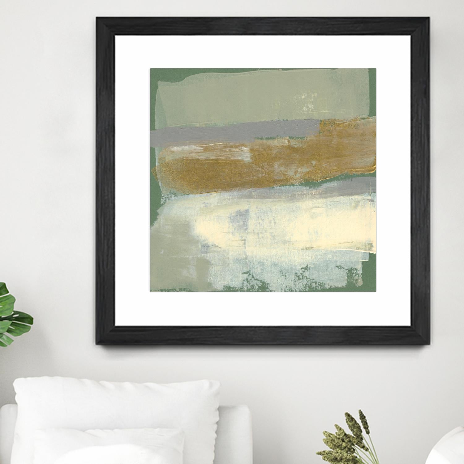 Sage & Gold Swipe IV by Jennifer Goldberger on GIANT ART - gold abstract abstract