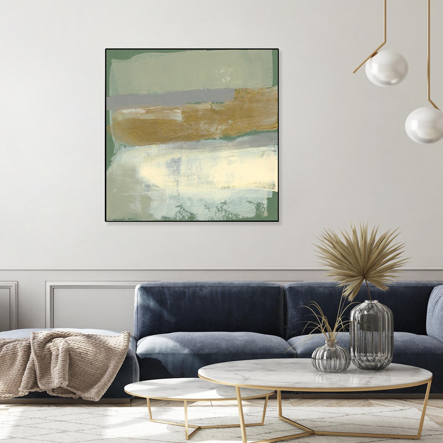 Sage & Gold Swipe IV by Jennifer Goldberger on GIANT ART - gold abstract abstract