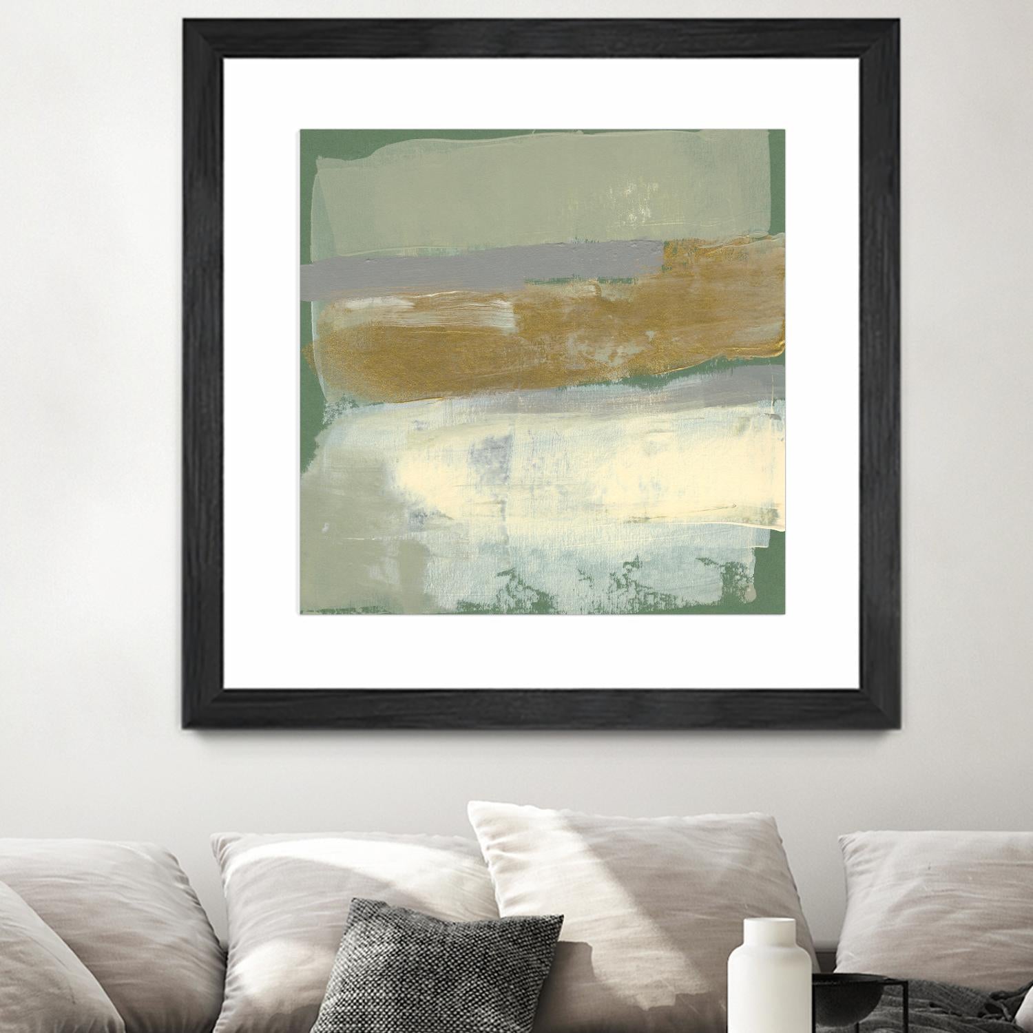 Sage & Gold Swipe IV by Jennifer Goldberger on GIANT ART - gold abstract abstract