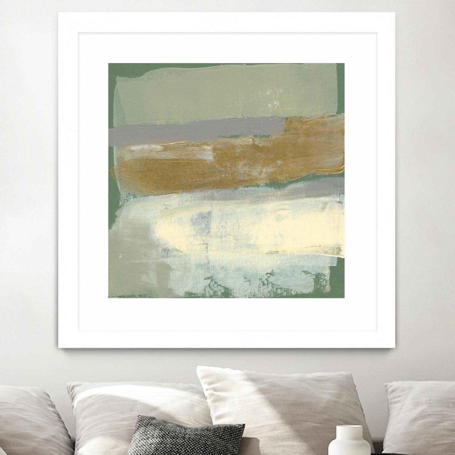 Sage & Gold Swipe IV by Jennifer Goldberger on GIANT ART - gold abstract abstract