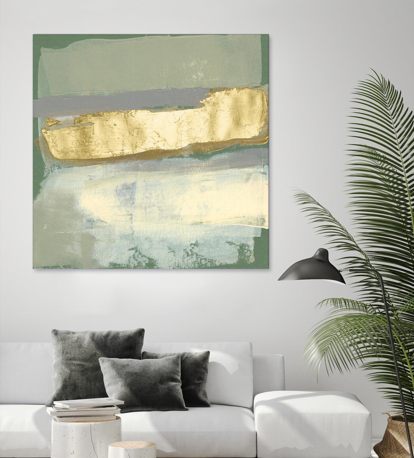 Sage & Gold Swipe IV by Jennifer Goldberger on GIANT ART - gold abstract abstract
