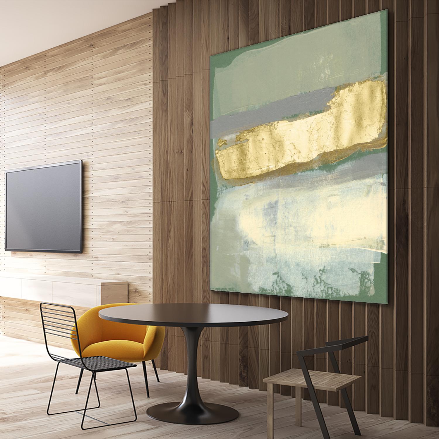 Sage & Gold Swipe IV by Jennifer Goldberger on GIANT ART - gold abstract abstract