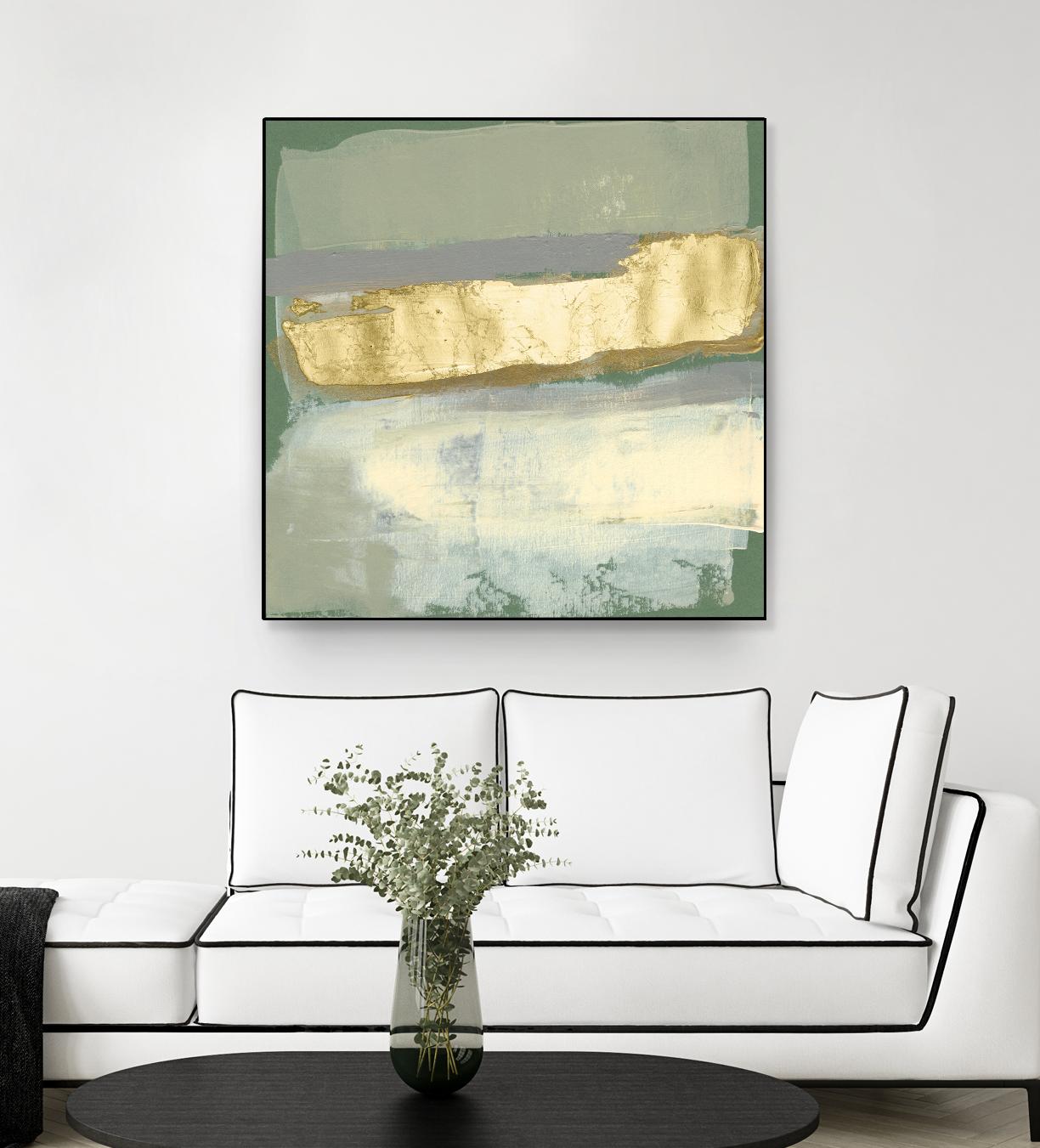 Sage & Gold Swipe IV by Jennifer Goldberger on GIANT ART - gold abstract abstract