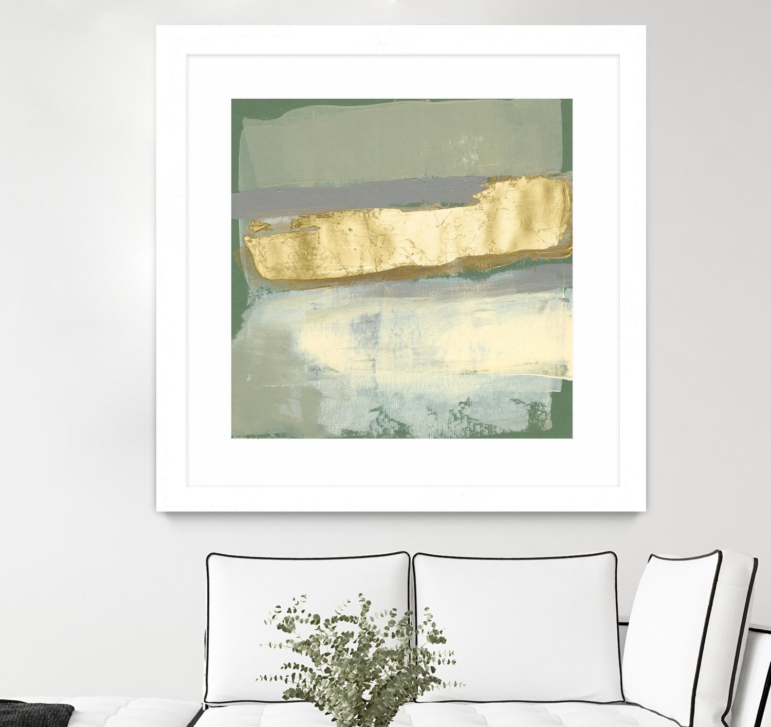 Sage & Gold Swipe IV by Jennifer Goldberger on GIANT ART - gold abstract abstract
