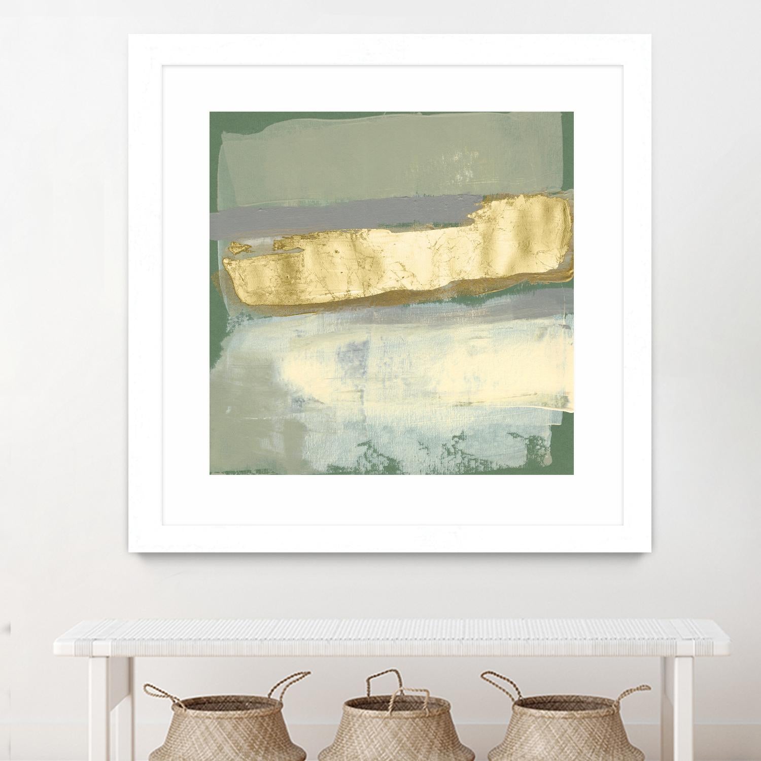 Sage & Gold Swipe IV by Jennifer Goldberger on GIANT ART - gold abstract abstract