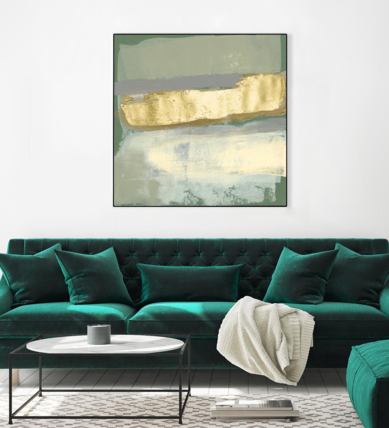 Sage & Gold Swipe IV by Jennifer Goldberger on GIANT ART - gold abstract abstract