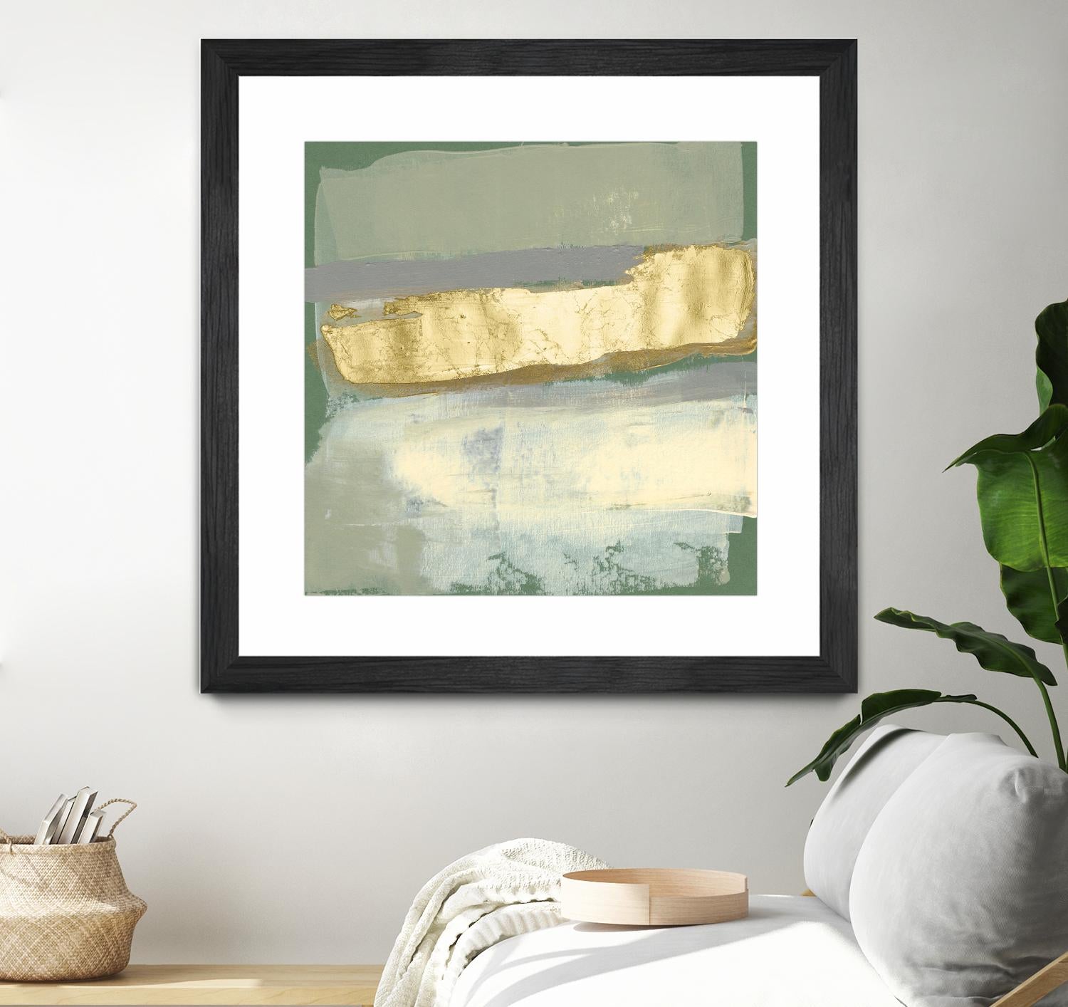 Sage & Gold Swipe IV by Jennifer Goldberger on GIANT ART - gold abstract abstract