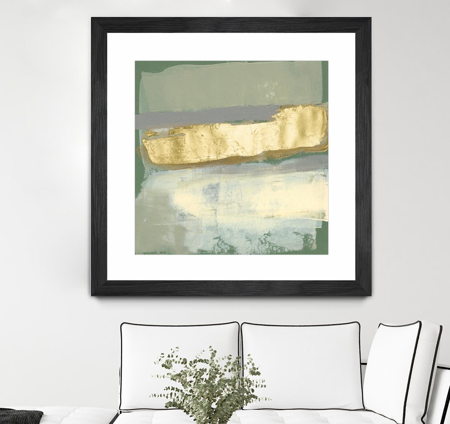 Sage & Gold Swipe IV by Jennifer Goldberger on GIANT ART - gold abstract abstract