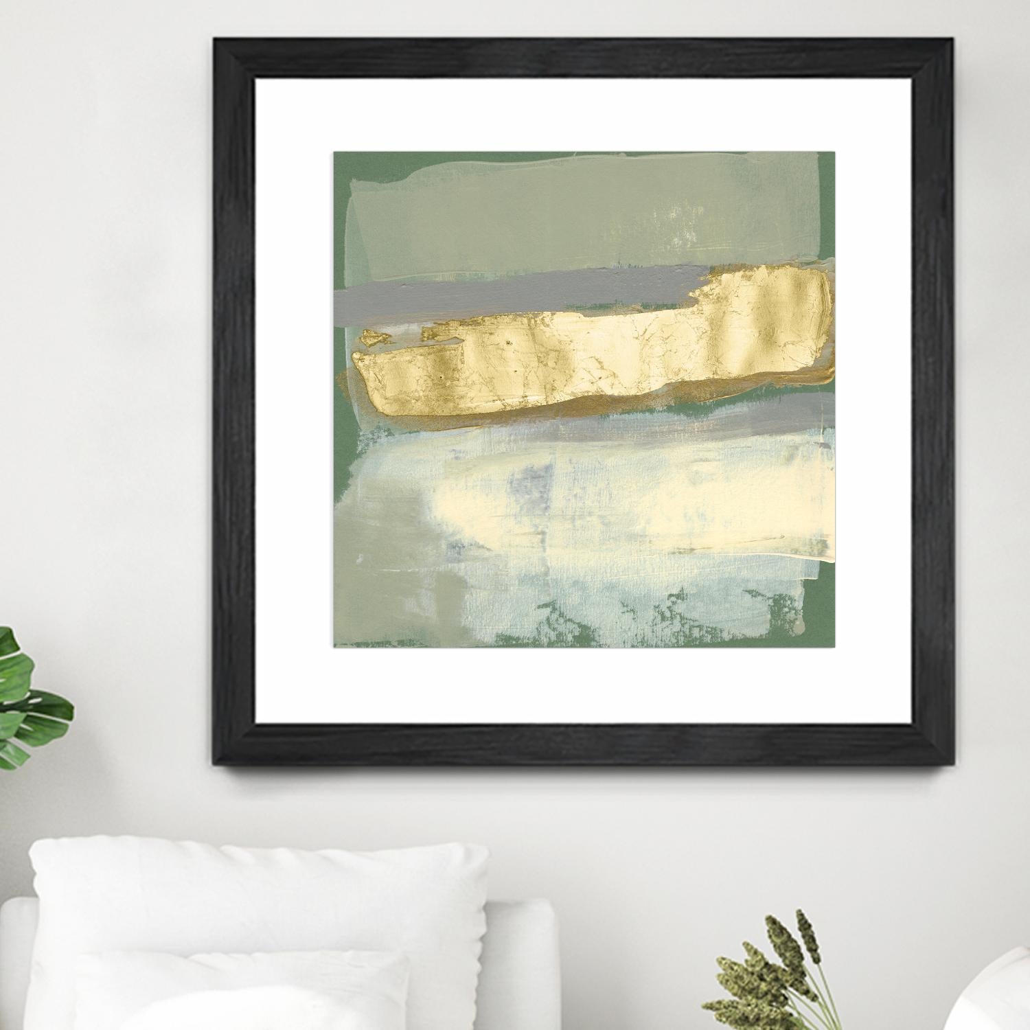 Sage & Gold Swipe IV by Jennifer Goldberger on GIANT ART - gold abstract abstract