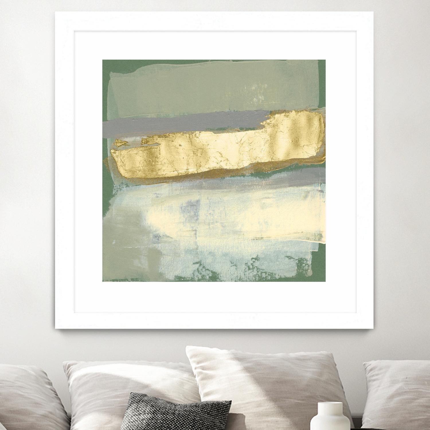 Sage & Gold Swipe IV by Jennifer Goldberger on GIANT ART - gold abstract abstract