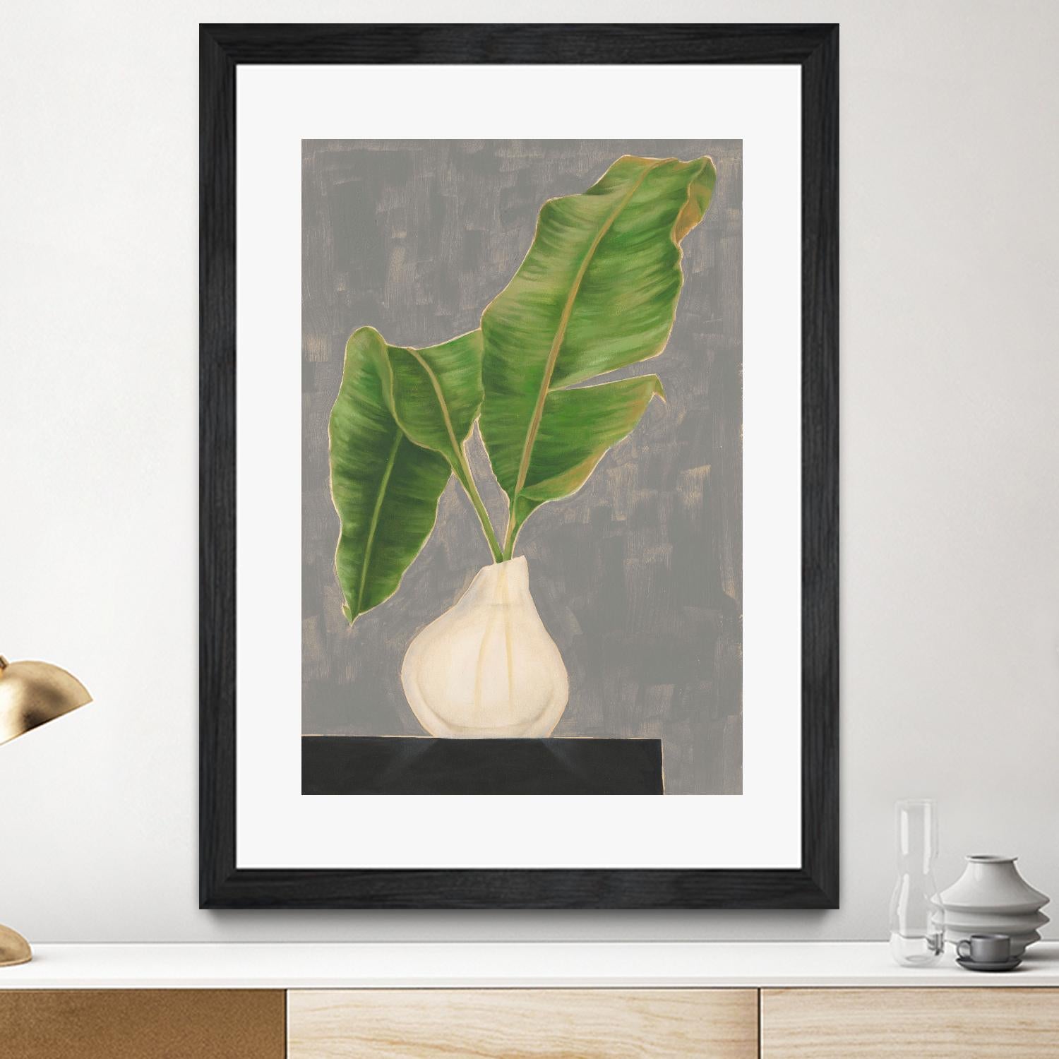 Frond in Vase III by Jennifer Goldberger on GIANT ART - beige botanicals abstract