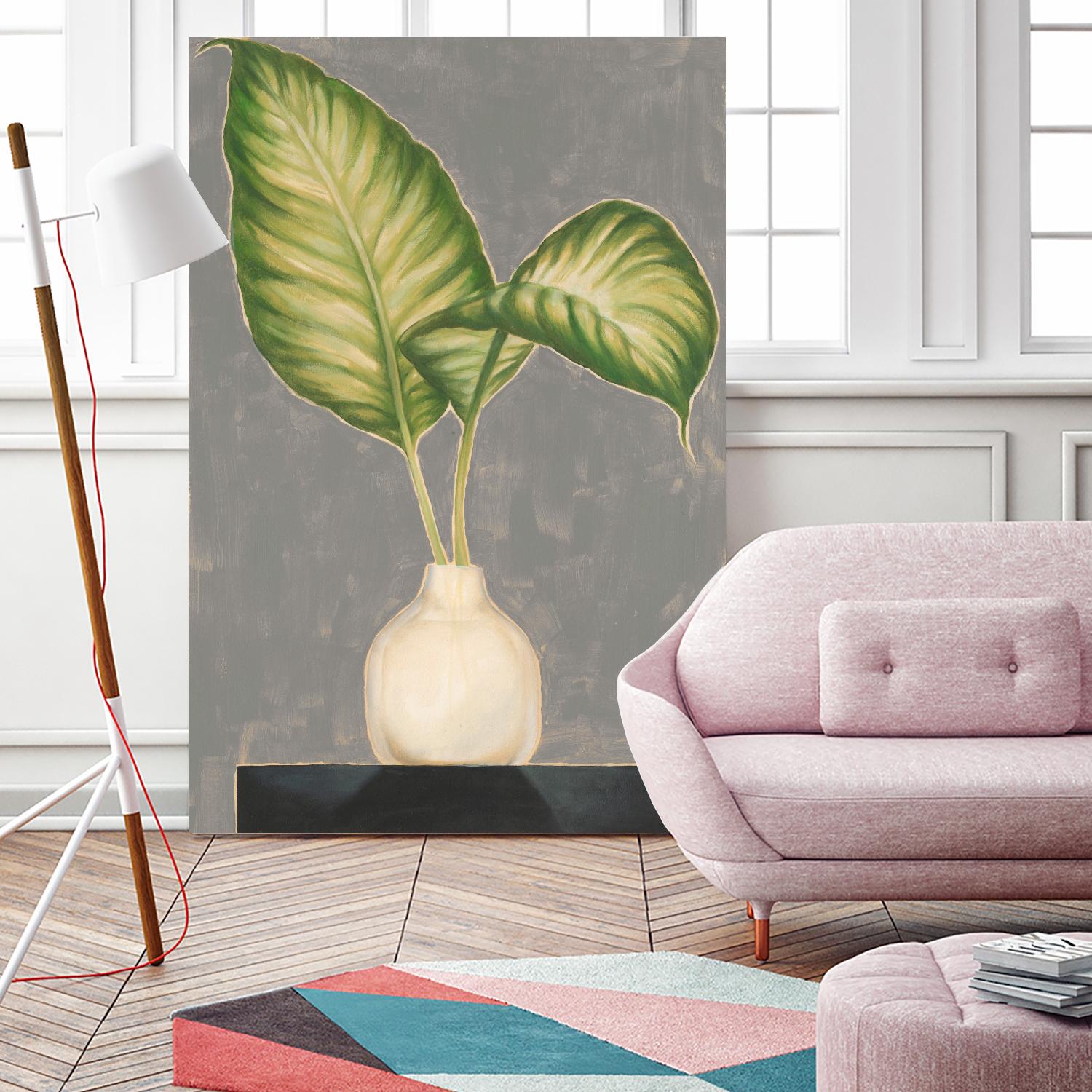 Frond in Vase IV by Jennifer Goldberger on GIANT ART - beige botanicals plant