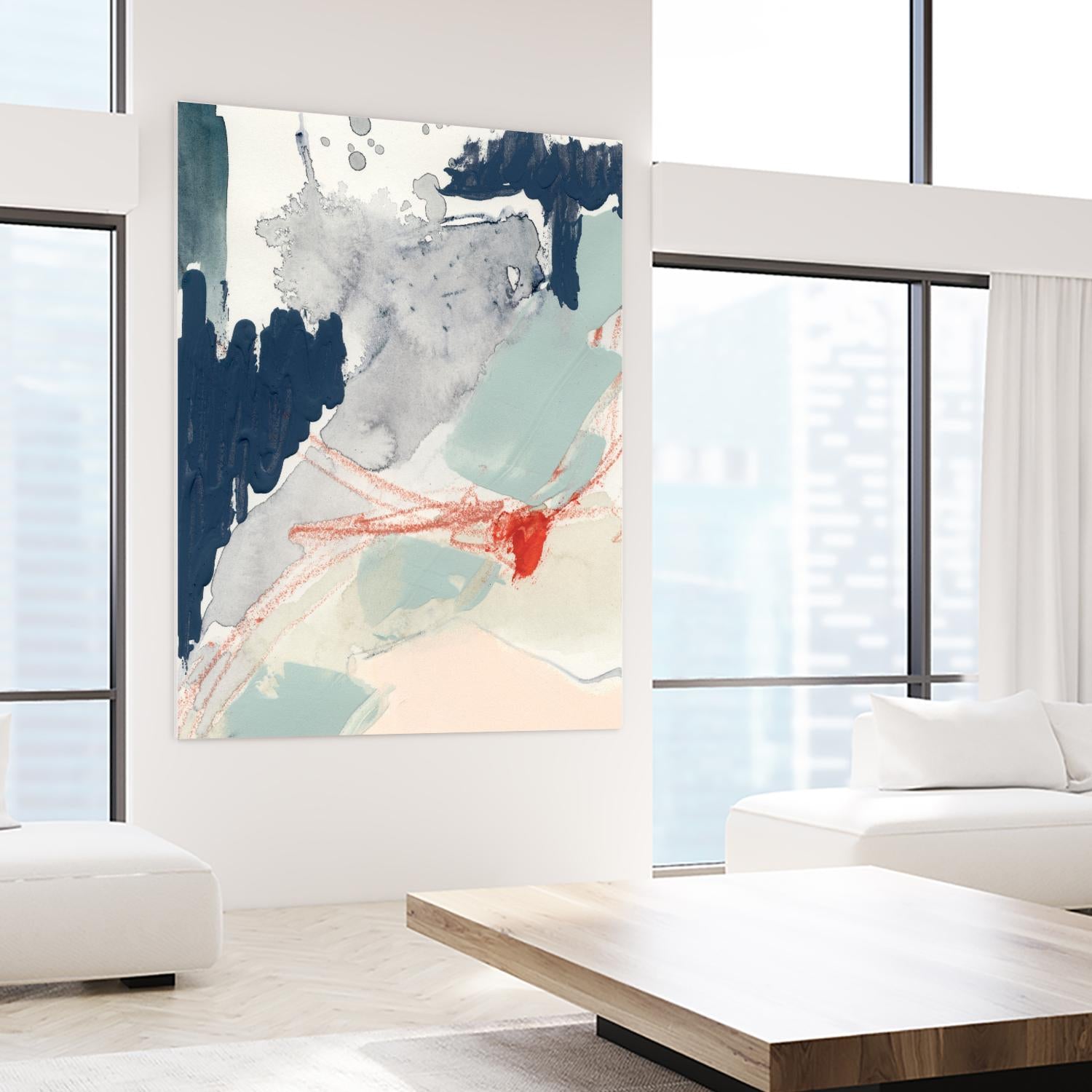 Ash Blue & Crimson I by Victoria Barnes on GIANT ART - orange abstract abstract