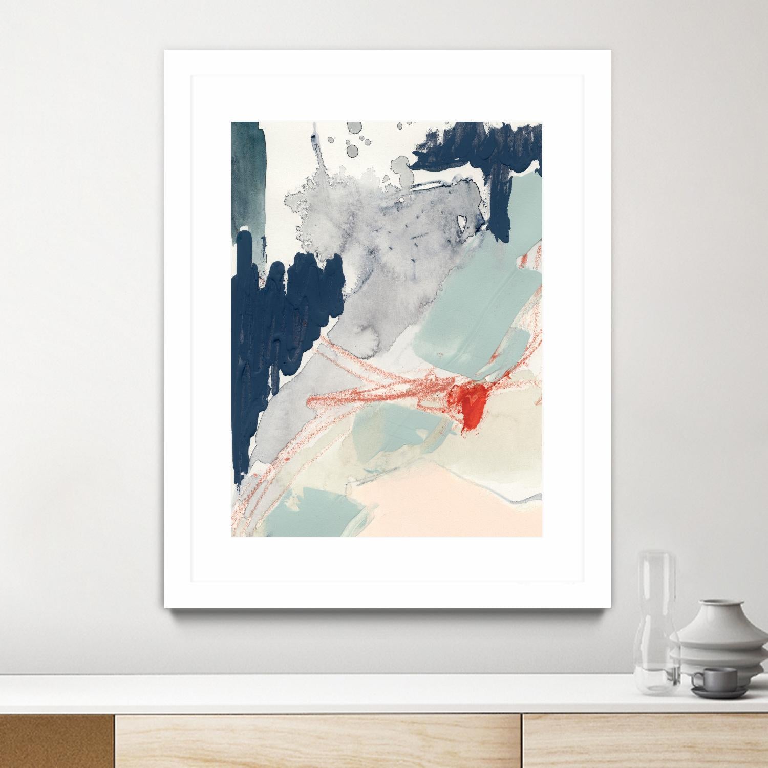 Ash Blue & Crimson I by Victoria Barnes on GIANT ART - orange abstract abstract