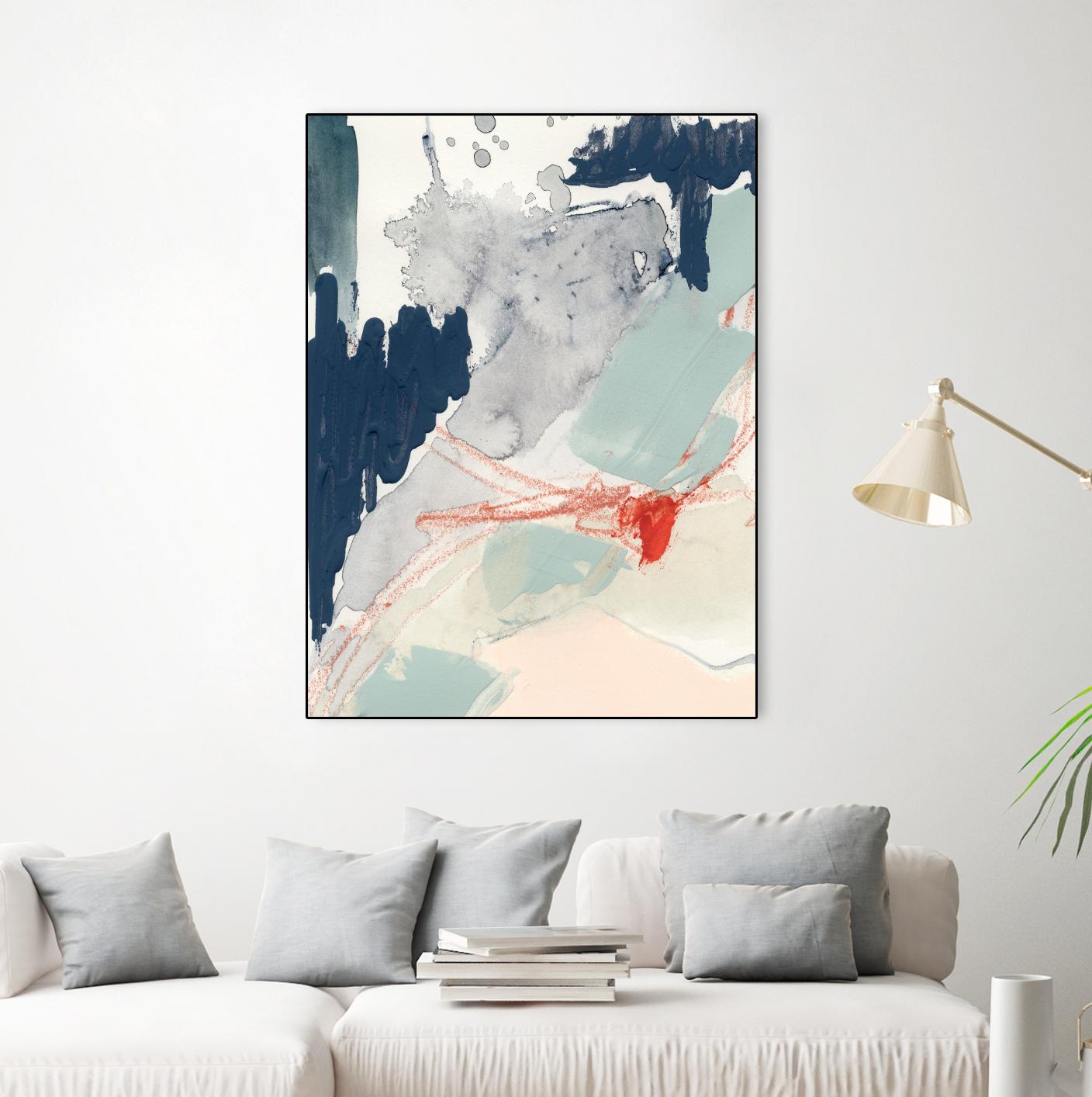 Ash Blue & Crimson I by Victoria Barnes on GIANT ART - orange abstract abstract