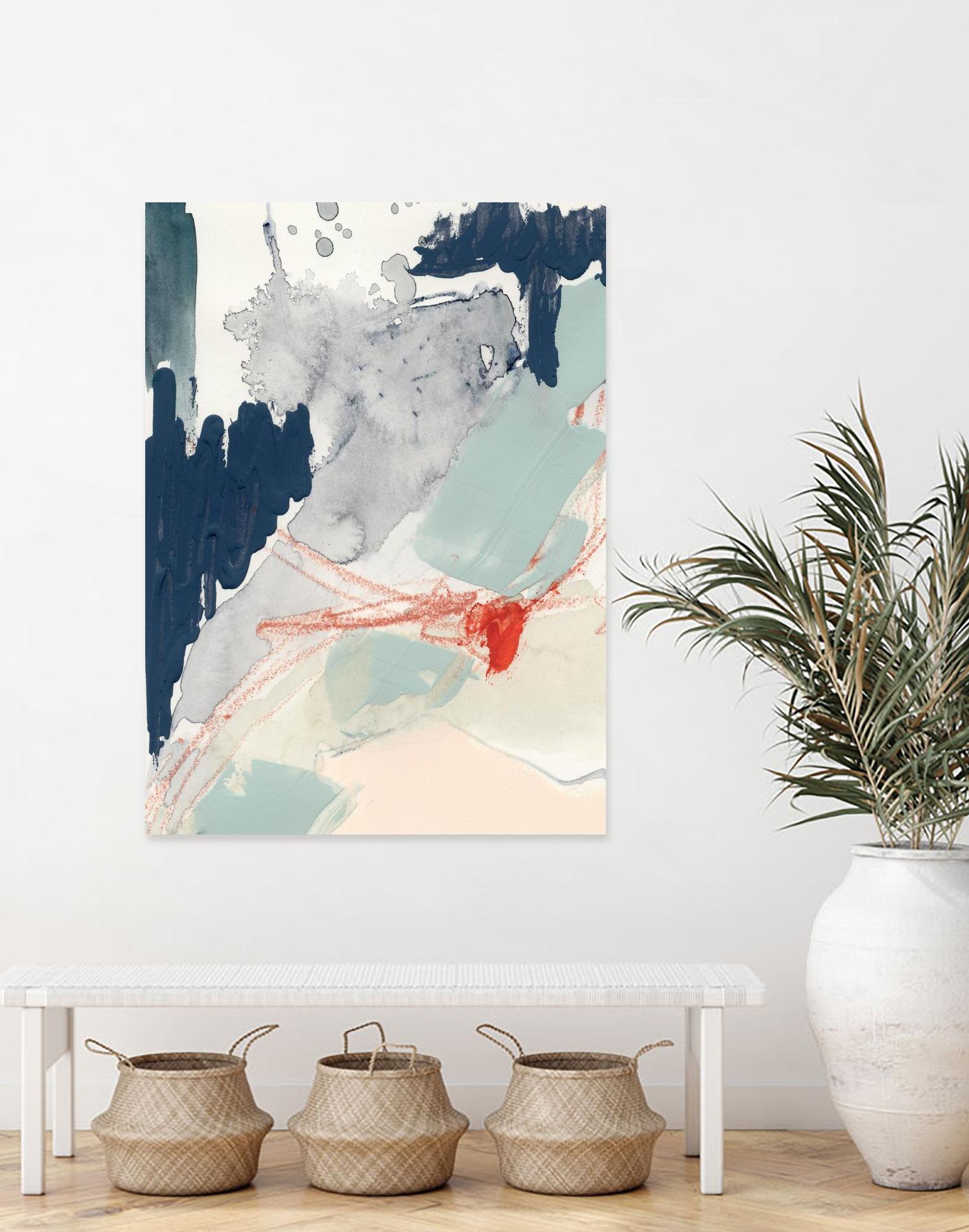 Ash Blue & Crimson I by Victoria Barnes on GIANT ART - orange abstract abstract