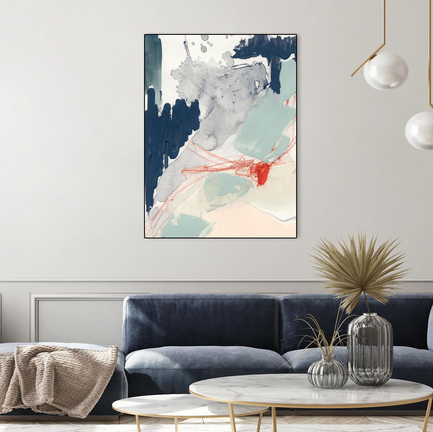 Ash Blue & Crimson I by Victoria Barnes on GIANT ART - orange abstract abstract