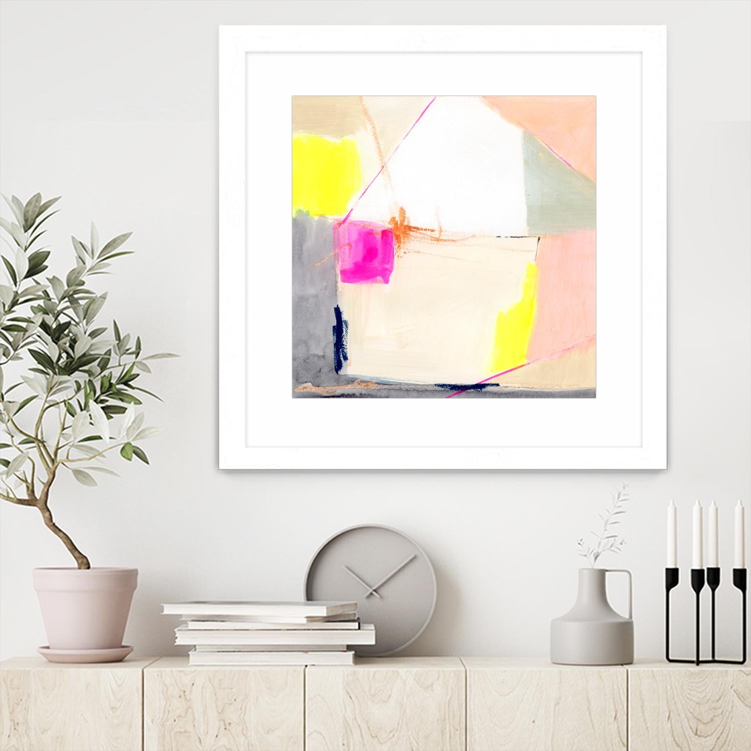 Hot Pink Patch I by Victoria Barnes on GIANT ART - beige abstract abstract