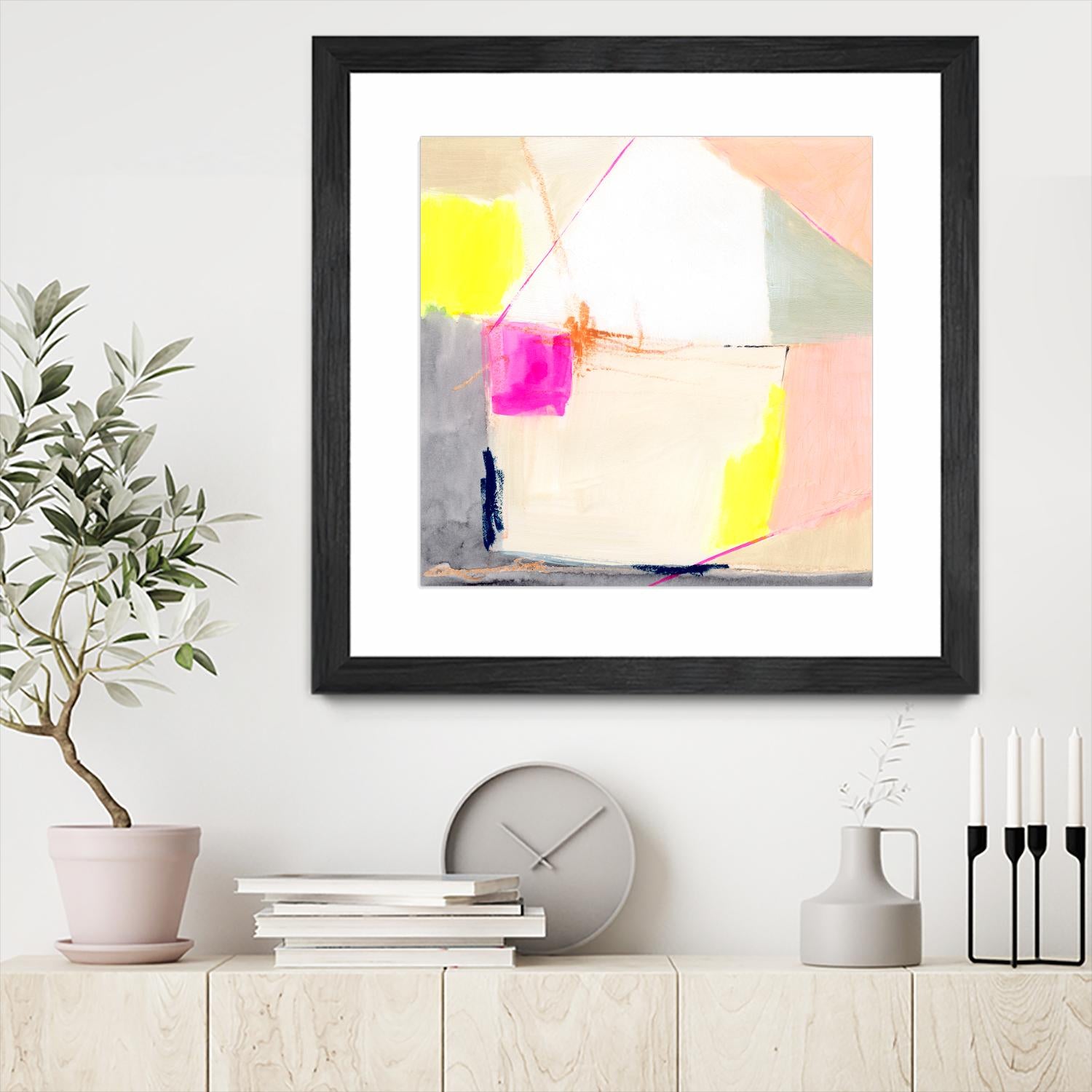 Hot Pink Patch I by Victoria Barnes on GIANT ART - beige abstract abstract