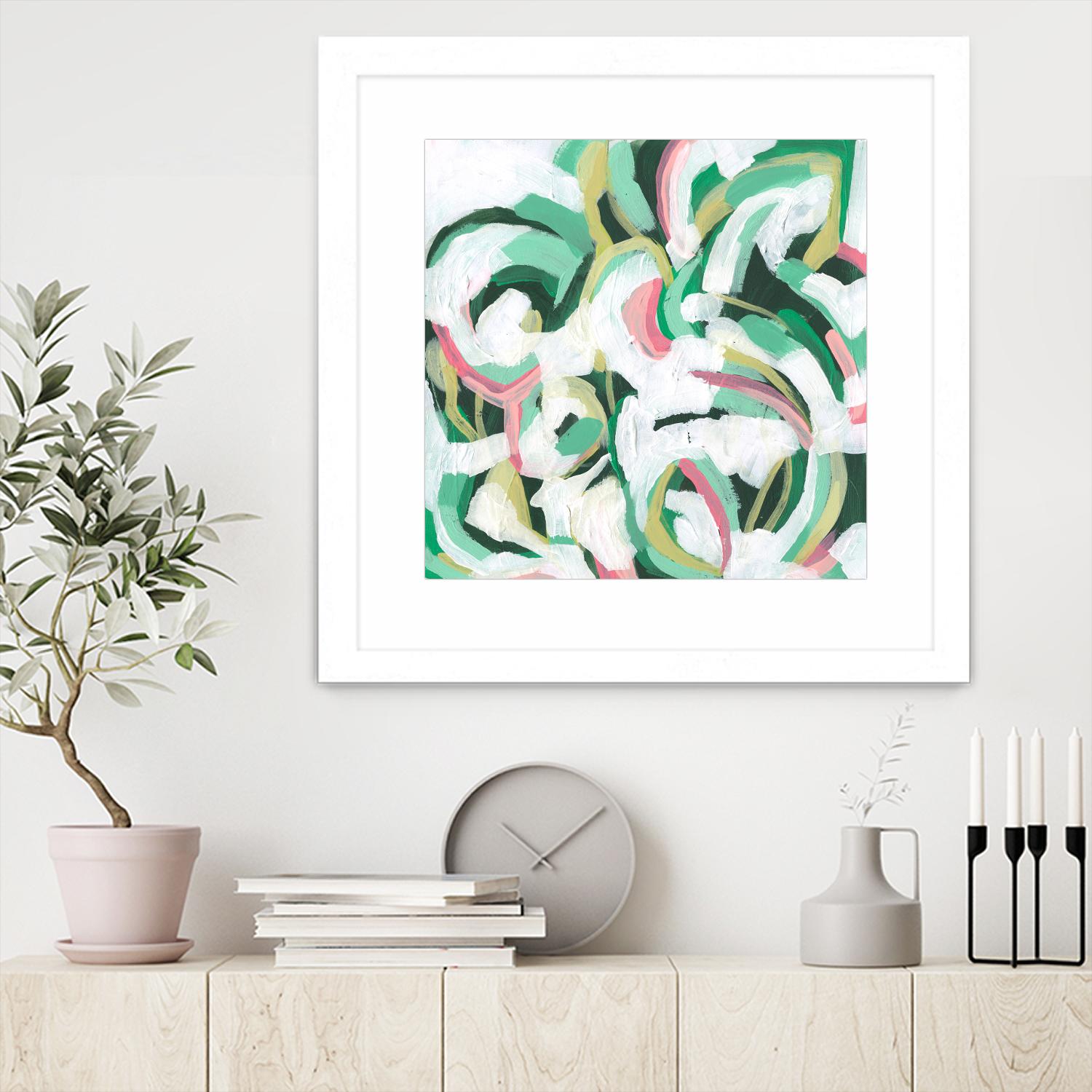 Mint Billows II by June Vess on GIANT ART - pink  abstract abstract