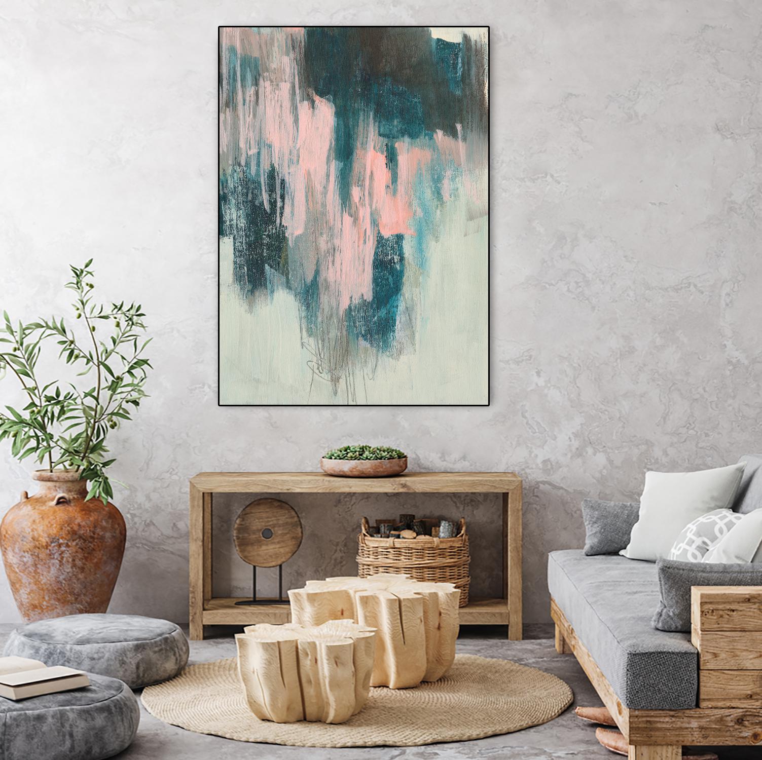 Blush Cascade II by Jennifer Goldberger on GIANT ART - beige abstract abstract