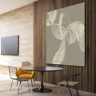 White Ribbon on Beige I by Jennifer Goldberger on GIANT ART - beige abstract abstract