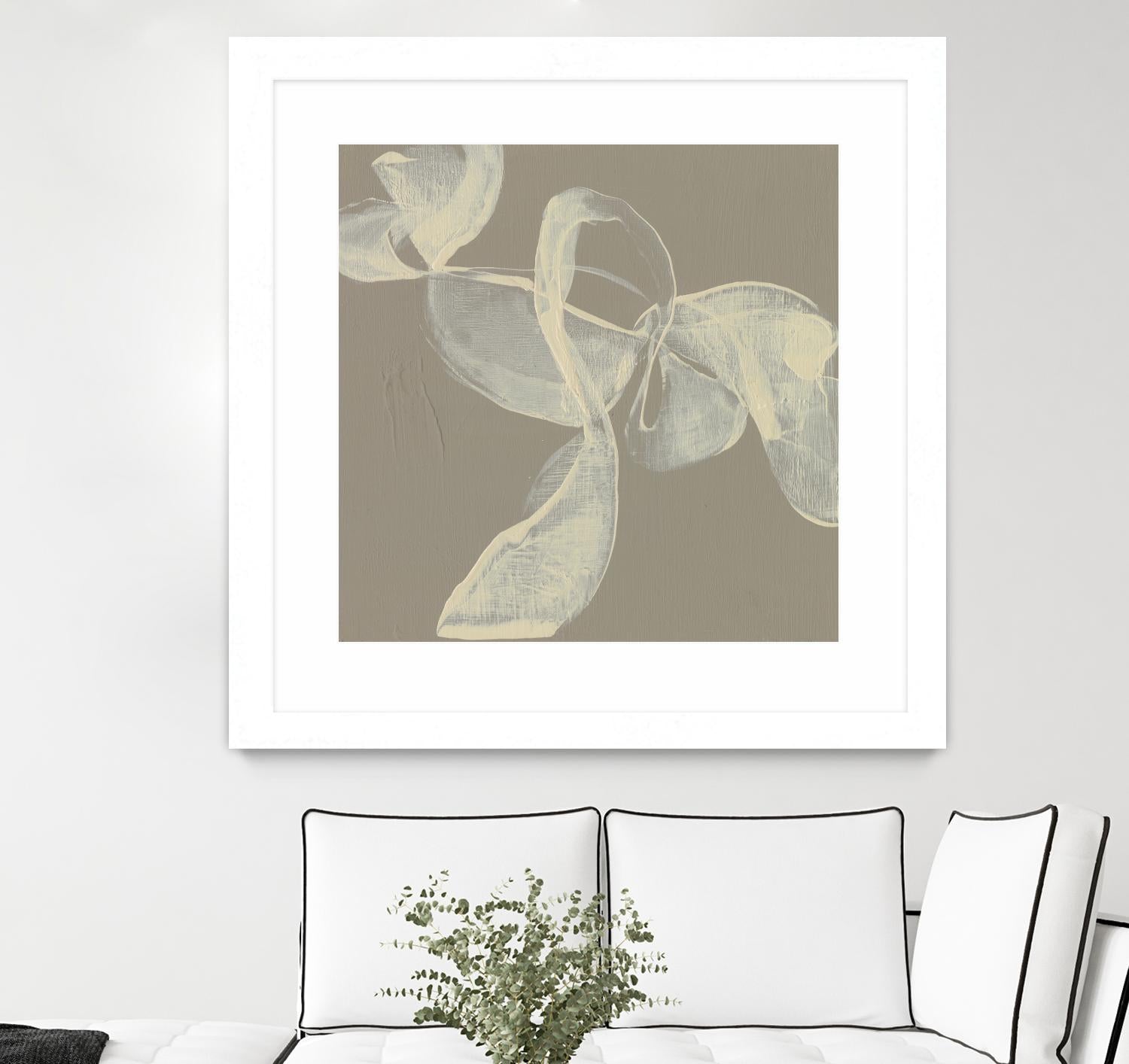 White Ribbon on Beige I by Jennifer Goldberger on GIANT ART - beige abstract abstract