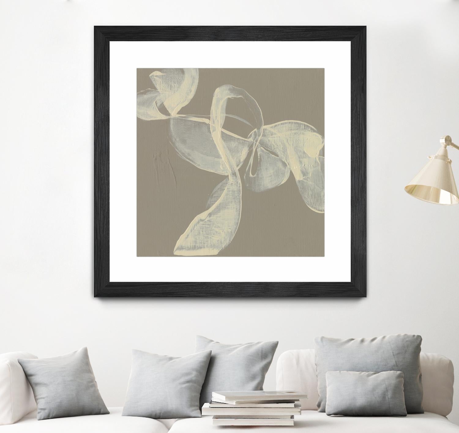 White Ribbon on Beige I by Jennifer Goldberger on GIANT ART - beige abstract abstract