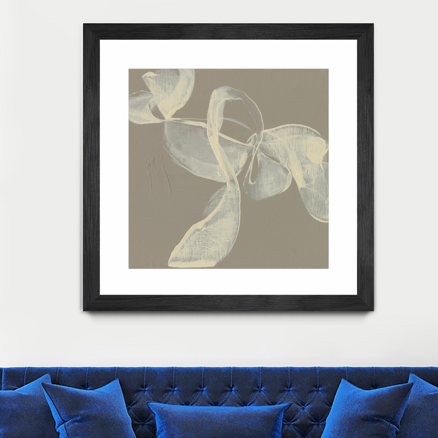 White Ribbon on Beige I by Jennifer Goldberger on GIANT ART - beige abstract abstract