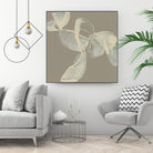 White Ribbon on Beige I by Jennifer Goldberger on GIANT ART - beige abstract abstract