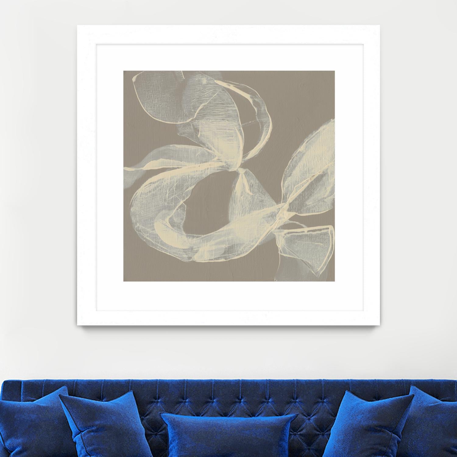 White Ribbon on Beige II by Jennifer Goldberger on GIANT ART - beige abstract