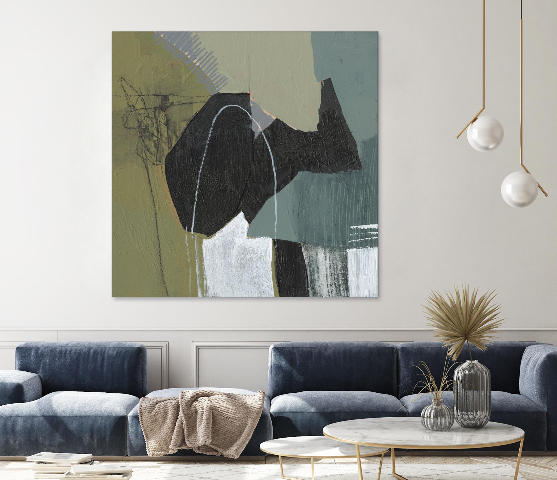 Puzzle in Neutrals I by Jennifer Goldberger on GIANT ART - green abstract abstract